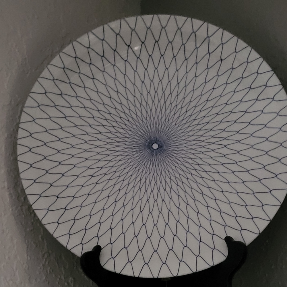 Blue and White Geometric Pattern Plate